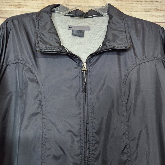 NIKE Windbreaker Jacket RN56323 Black Gray Zipper Men's Size Large Zip Pockets - Picture 2 of 16
